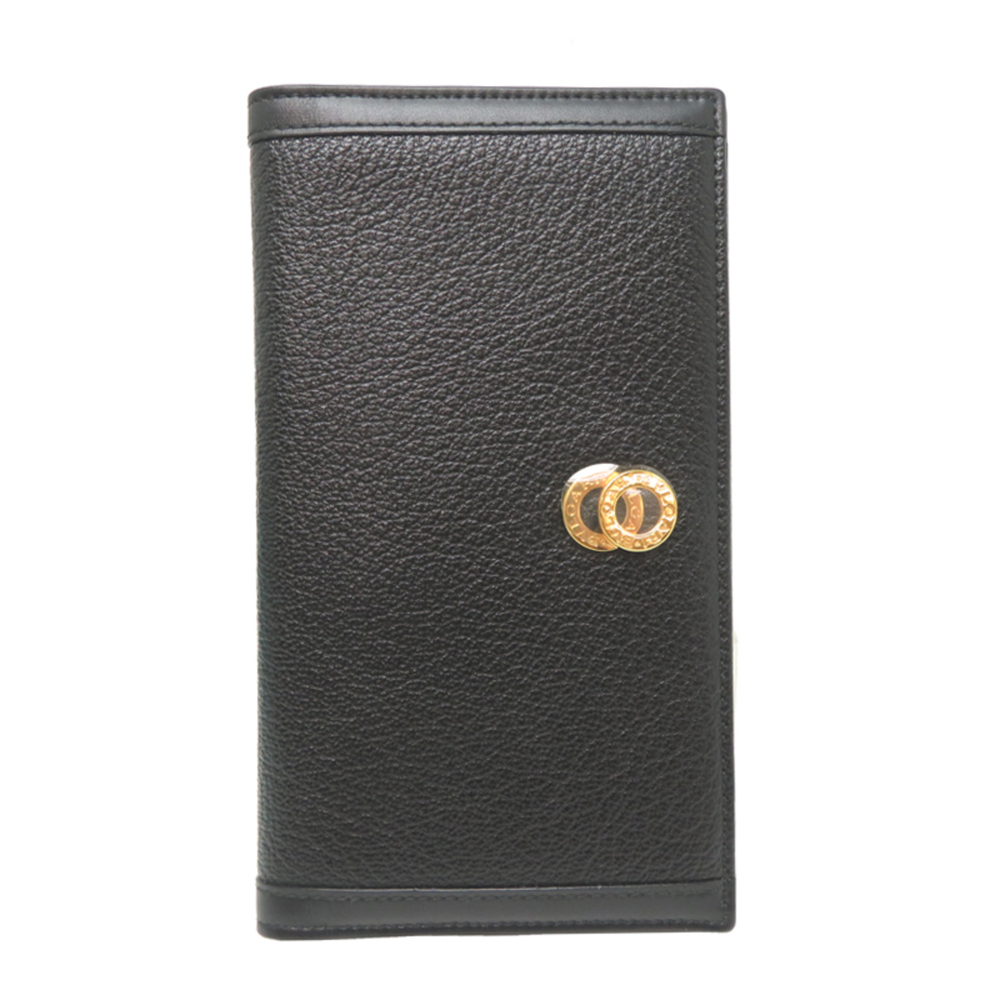 Bvlgari Doppio Tondo Long Wallet, Women's/Men's, Leather, Black